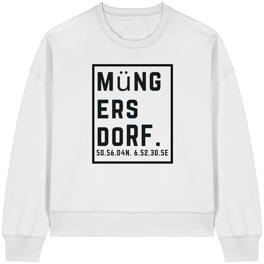 Müngersdorf Koordinaten (großer Druck auf der Brust) - Womens Organic Boxcut Sweatshirt