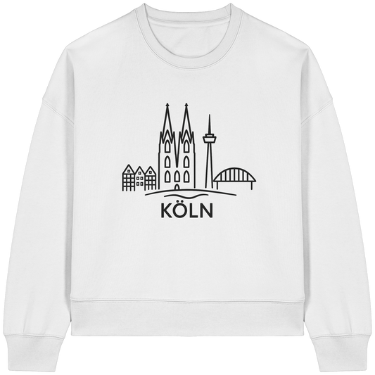 Köln Skyline (großer Druck auf der Brust) - Womens Organic Boxcut Sweatshirt