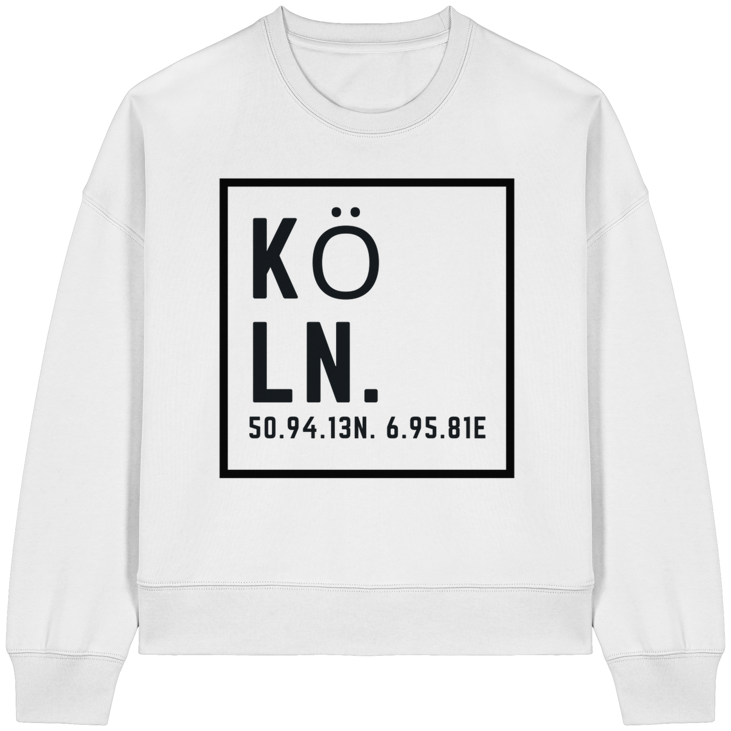Köln Koordinaten (großer Druck auf der Brust) - Womens Organic Boxcut Sweatshirt