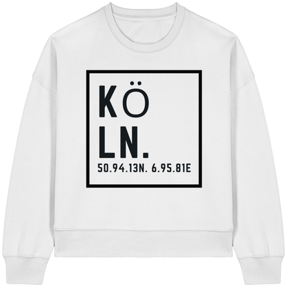 Köln Koordinaten (großer Druck auf der Brust) - Womens Organic Boxcut Sweatshirt