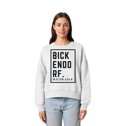 Bickendorf Koordinaten (großer Druck auf der Brust) - Womens Organic Boxcut Sweatshirt