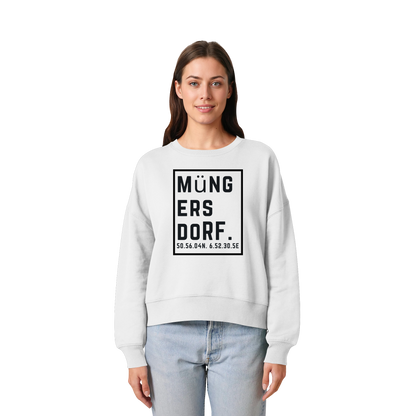 Müngersdorf Koordinaten (großer Druck auf der Brust) - Womens Organic Boxcut Sweatshirt
