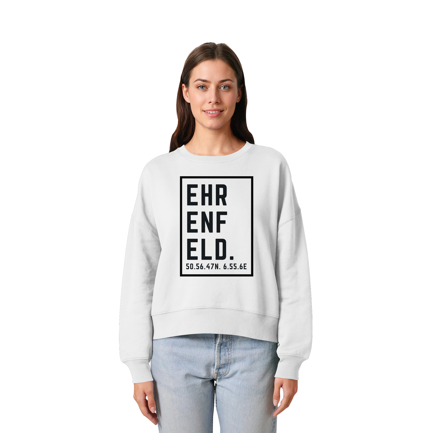 Ehrenfeld Koordinaten (großer Druck auf der Brust) - Womens Organic Boxcut Sweatshirt