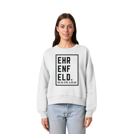 Ehrenfeld Koordinaten (großer Druck auf der Brust) - Womens Organic Boxcut Sweatshirt