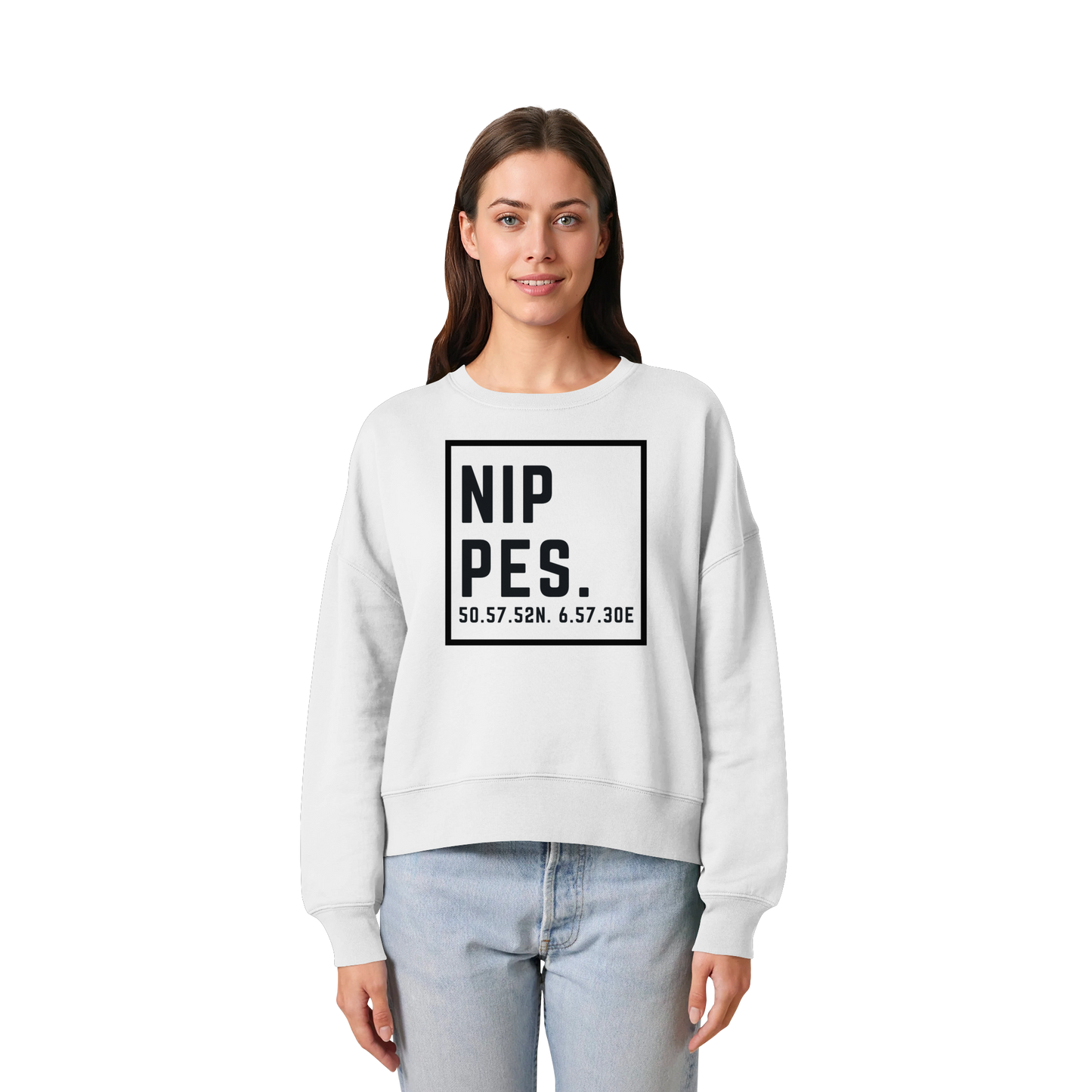 Nippes Koordinaten (großer Druck auf der Brust) - Womens Organic Boxcut Sweatshirt