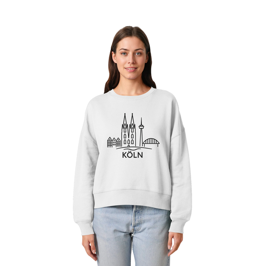 Köln Skyline (großer Druck auf der Brust) - Womens Organic Boxcut Sweatshirt