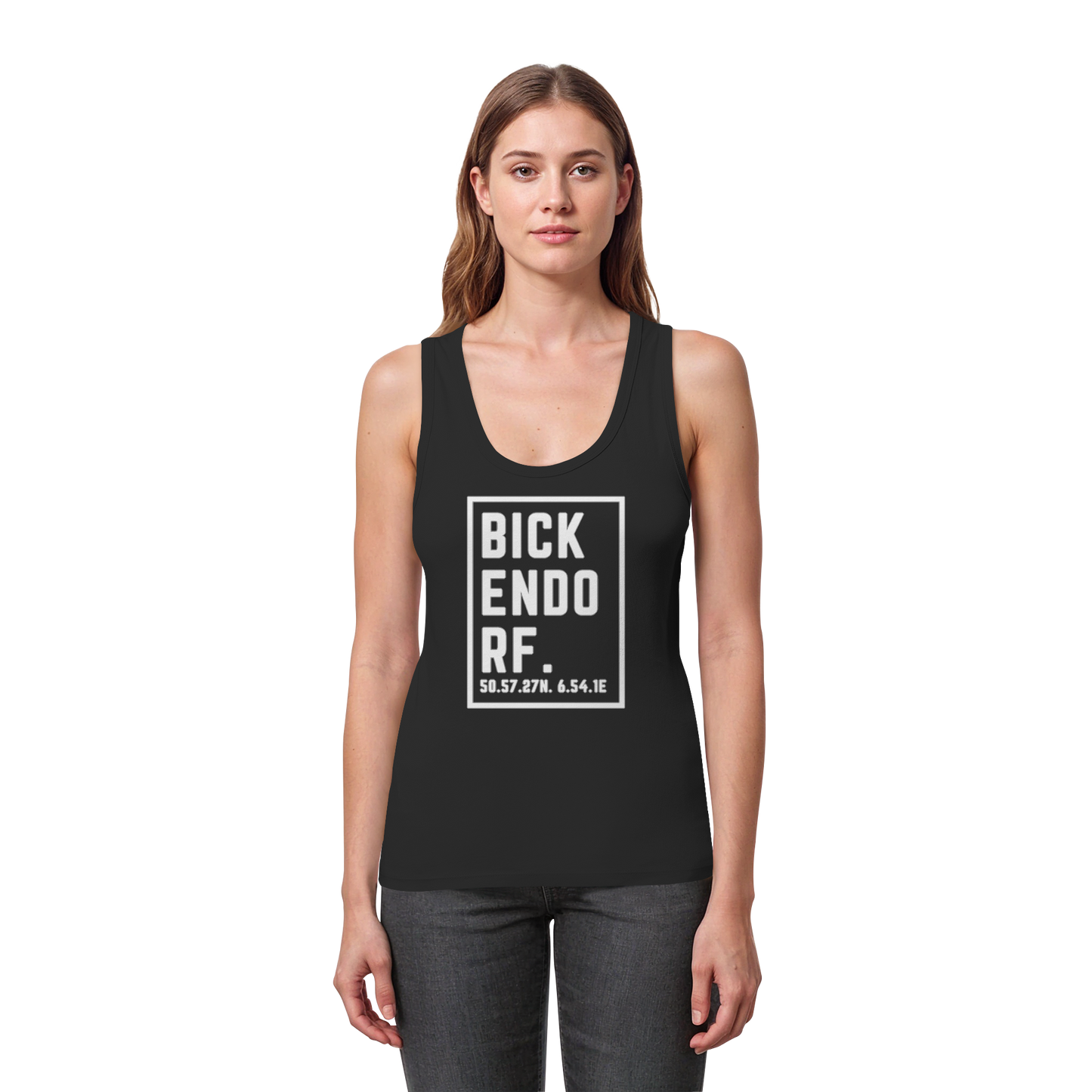 Bickendorf Koordinaten (großer Druck auf der Brust) - Womens Organic Fitted Tank Top