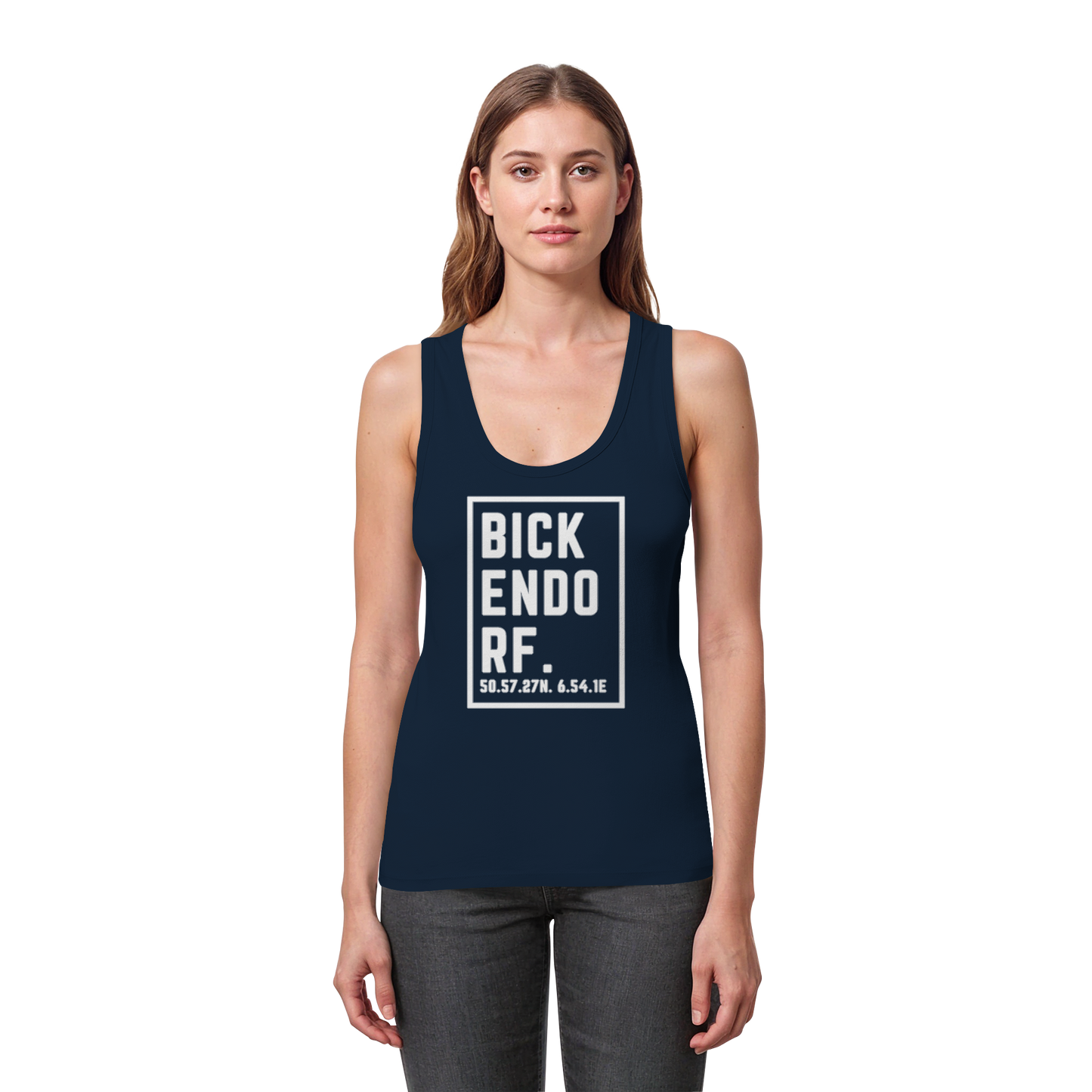 Bickendorf Koordinaten (großer Druck auf der Brust) - Womens Organic Fitted Tank Top