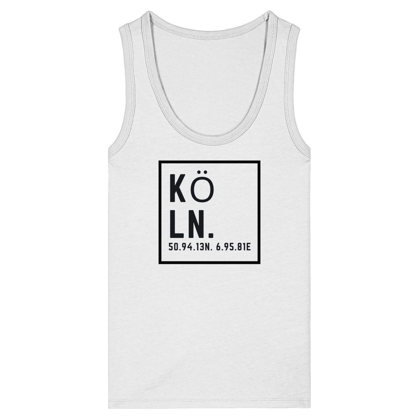 Köln Koordinaten (großer Druck auf der Brust) - Womens Organic Fitted Tank Top