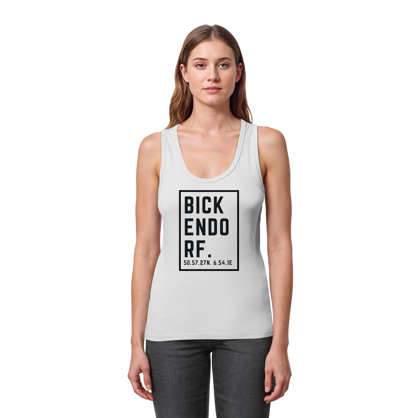Bickendorf Koordinaten (großer Druck auf der Brust) - Womens Organic Fitted Tank Top