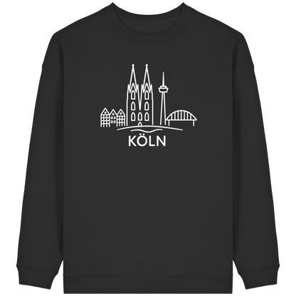 Köln Skyline (großer Druck auf der Brust) - Womens Organic Oversized Sweatshirt