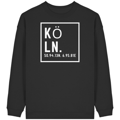 Köln Koordinaten (großer Druck auf der Brust) - Womens Organic Oversized Sweatshirt