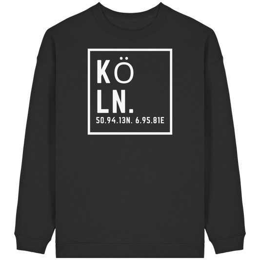 Köln Koordinaten (großer Druck auf der Brust) - Womens Organic Oversized Sweatshirt