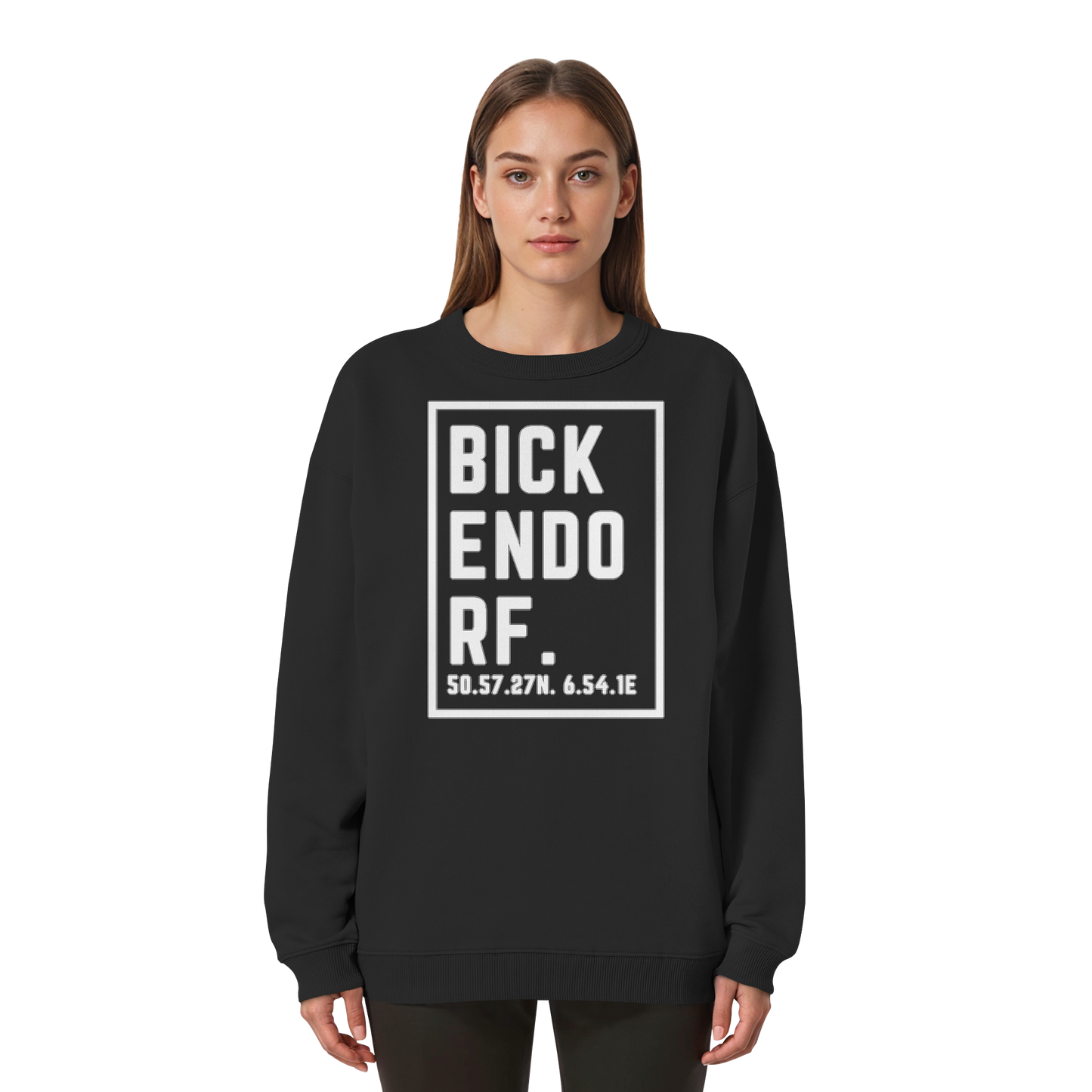 Bickendorf Koordinaten (großer Druck auf der Brust) - Womens Organic Oversized Sweatshirt