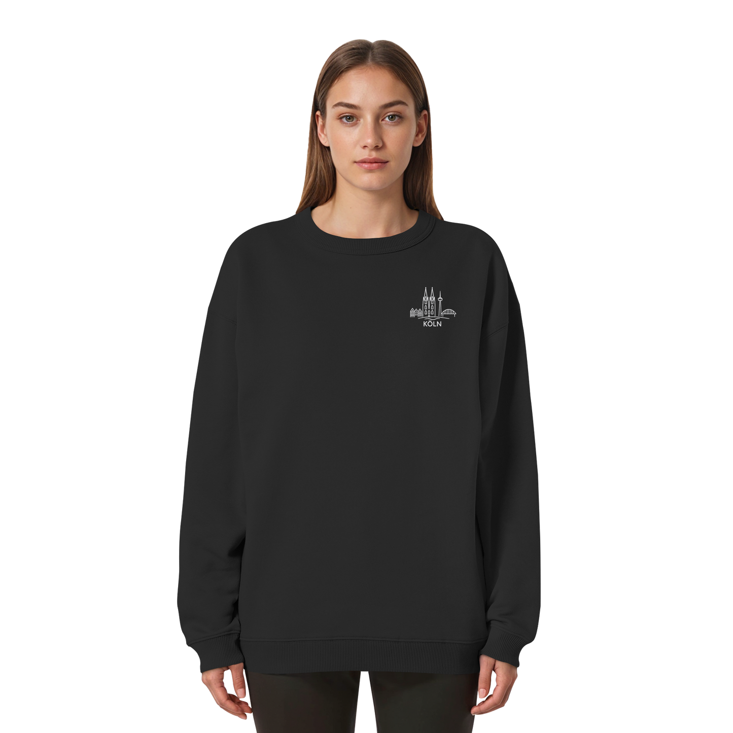 Köln Skyline Stick - Womens Organic Oversized Sweatshirt