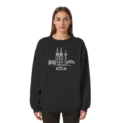 Köln Skyline (großer Druck auf der Brust) - Womens Organic Oversized Sweatshirt