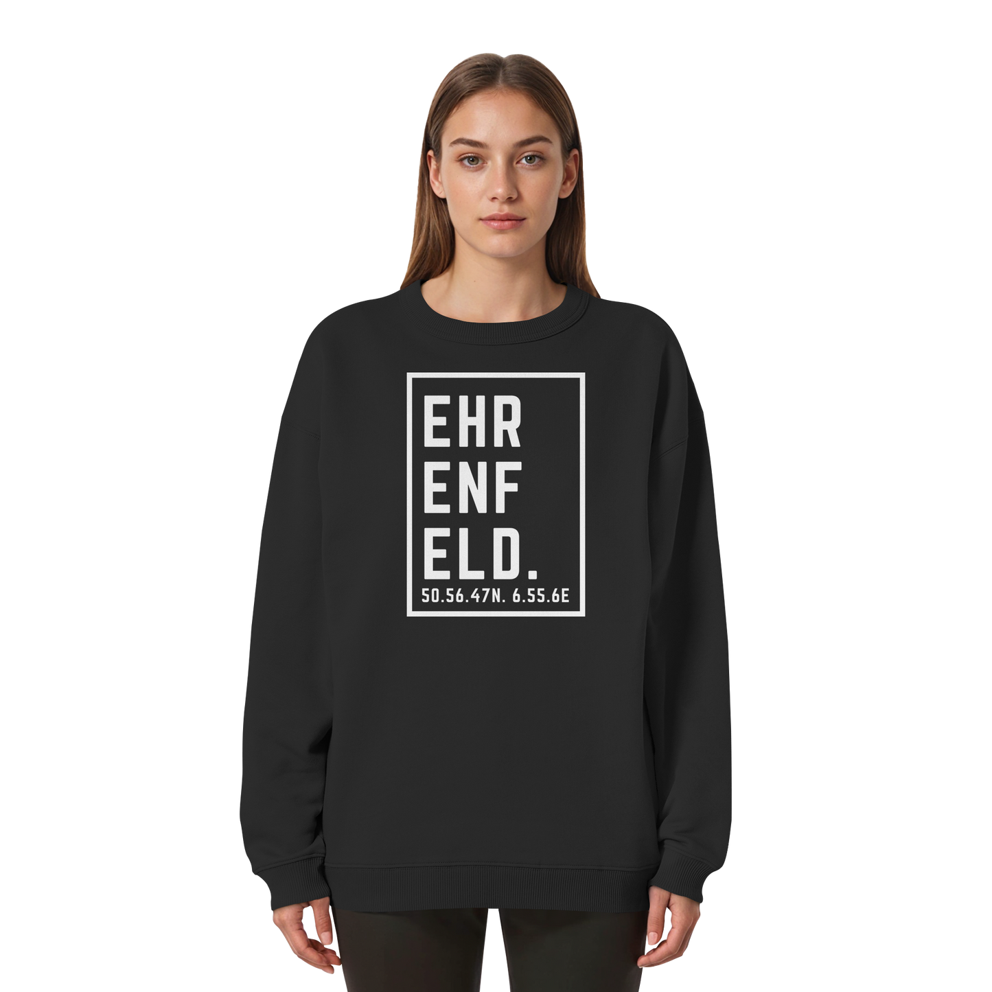 Ehrenfeld Koordinaten (großer Druck auf der Brust) - Womens Organic Oversized Sweatshirt