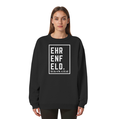 Ehrenfeld Koordinaten (großer Druck auf der Brust) - Womens Organic Oversized Sweatshirt