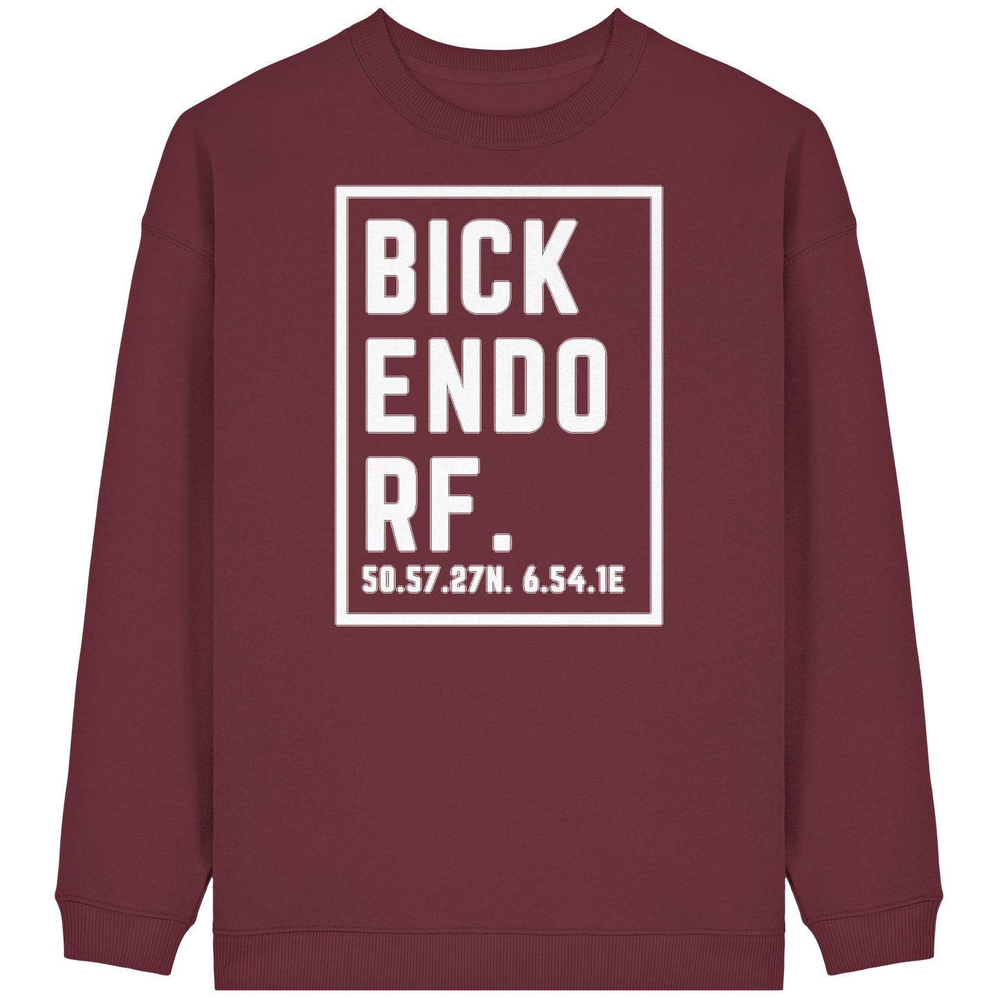 Bickendorf Koordinaten (großer Druck auf der Brust) - Womens Organic Oversized Sweatshirt