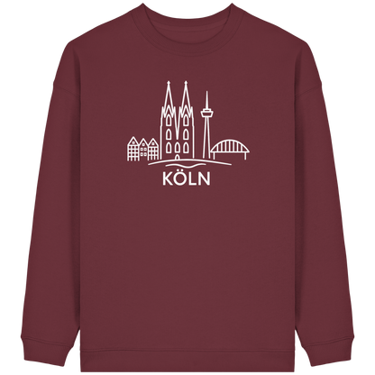 Köln Skyline (großer Druck auf der Brust) - Womens Organic Oversized Sweatshirt