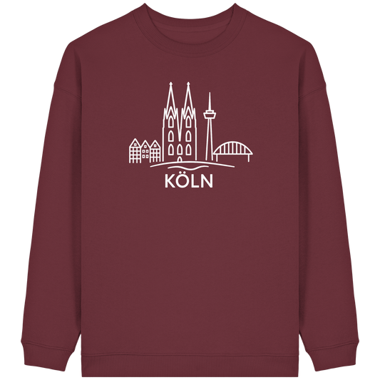 Köln Skyline (großer Druck auf der Brust) - Womens Organic Oversized Sweatshirt