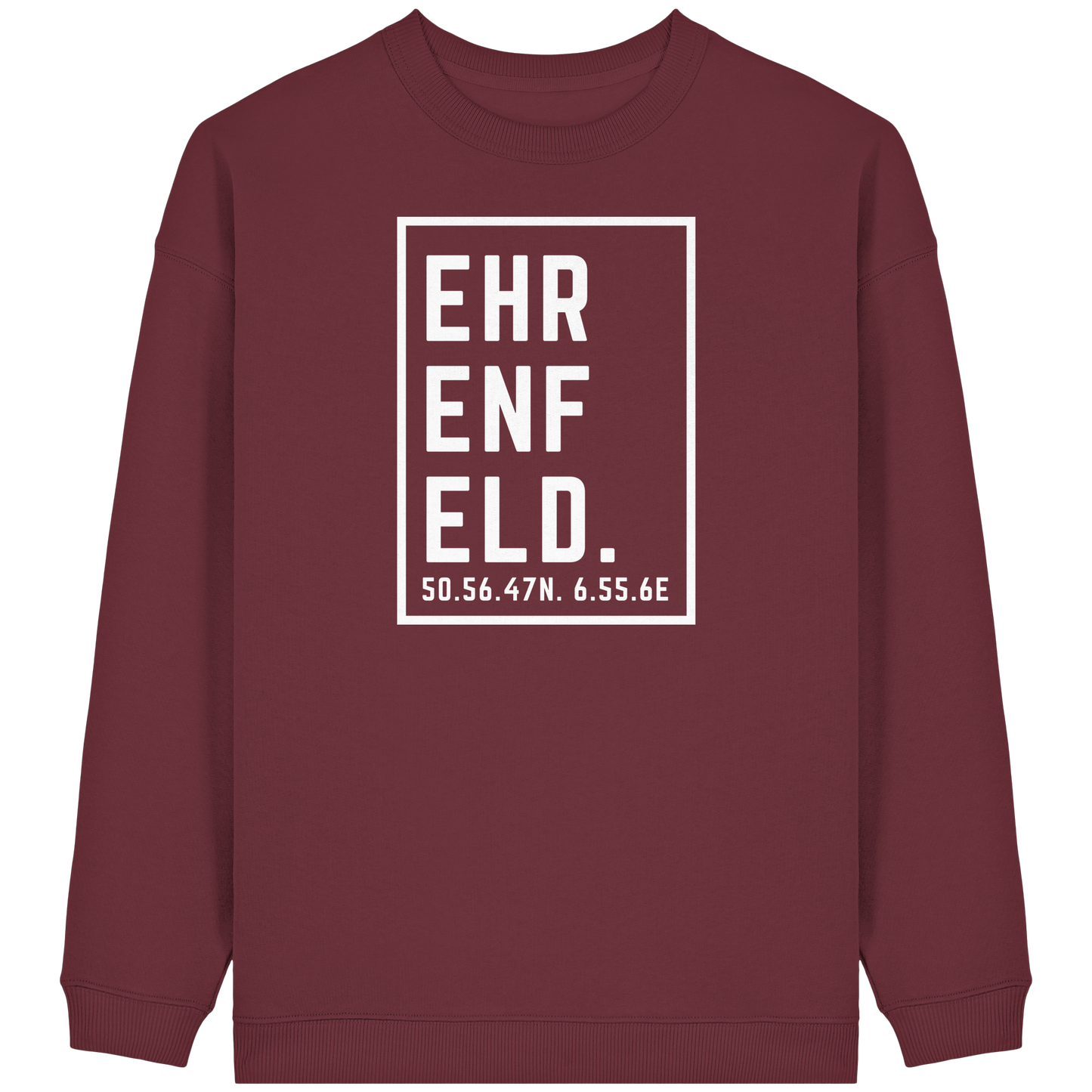 Ehrenfeld Koordinaten (großer Druck auf der Brust) - Womens Organic Oversized Sweatshirt