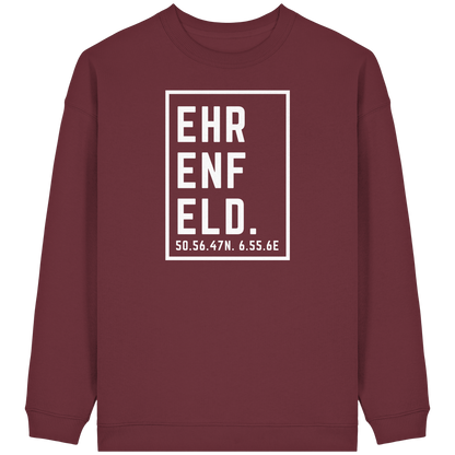 Ehrenfeld Koordinaten (großer Druck auf der Brust) - Womens Organic Oversized Sweatshirt