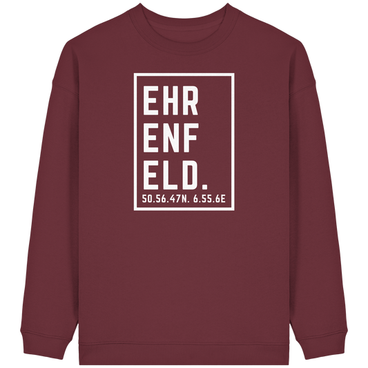 Ehrenfeld Koordinaten (großer Druck auf der Brust) - Womens Organic Oversized Sweatshirt