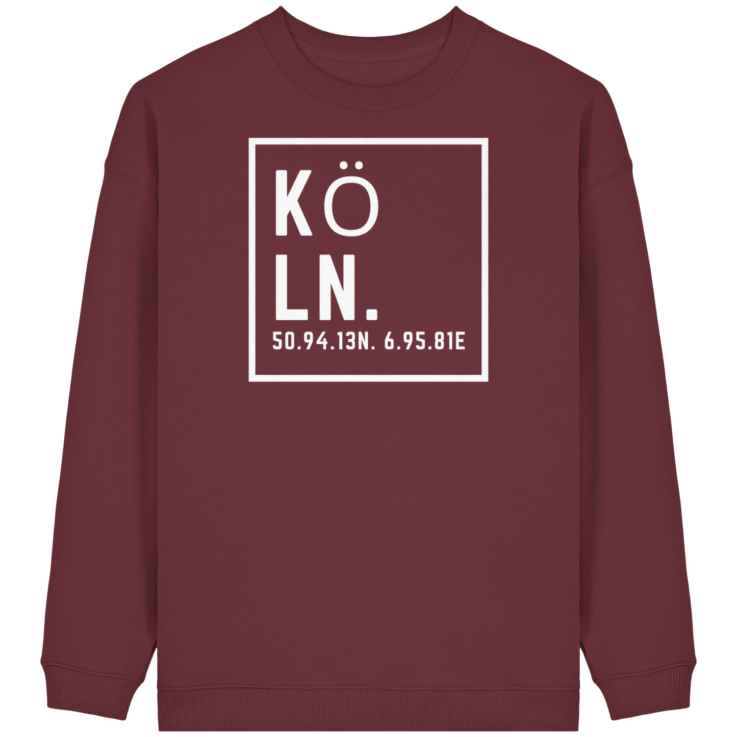 Köln Koordinaten (großer Druck auf der Brust) - Womens Organic Oversized Sweatshirt