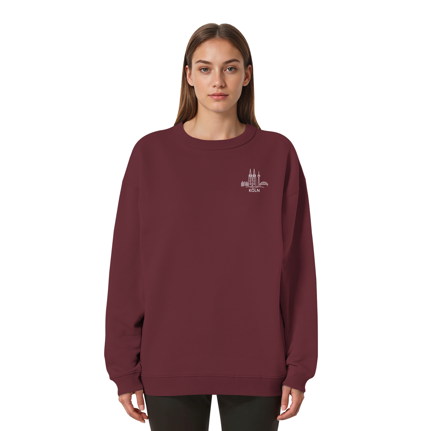 Köln Skyline Stick - Womens Organic Oversized Sweatshirt