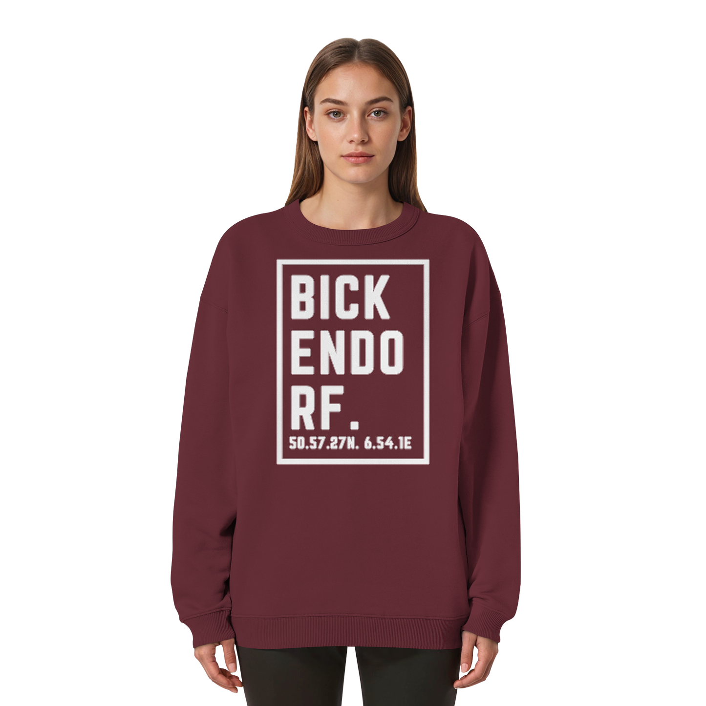 Bickendorf Koordinaten (großer Druck auf der Brust) - Womens Organic Oversized Sweatshirt