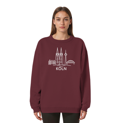 Köln Skyline (großer Druck auf der Brust) - Womens Organic Oversized Sweatshirt