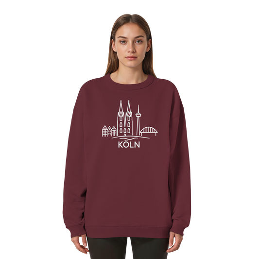 Köln Skyline (großer Druck auf der Brust) - Womens Organic Oversized Sweatshirt