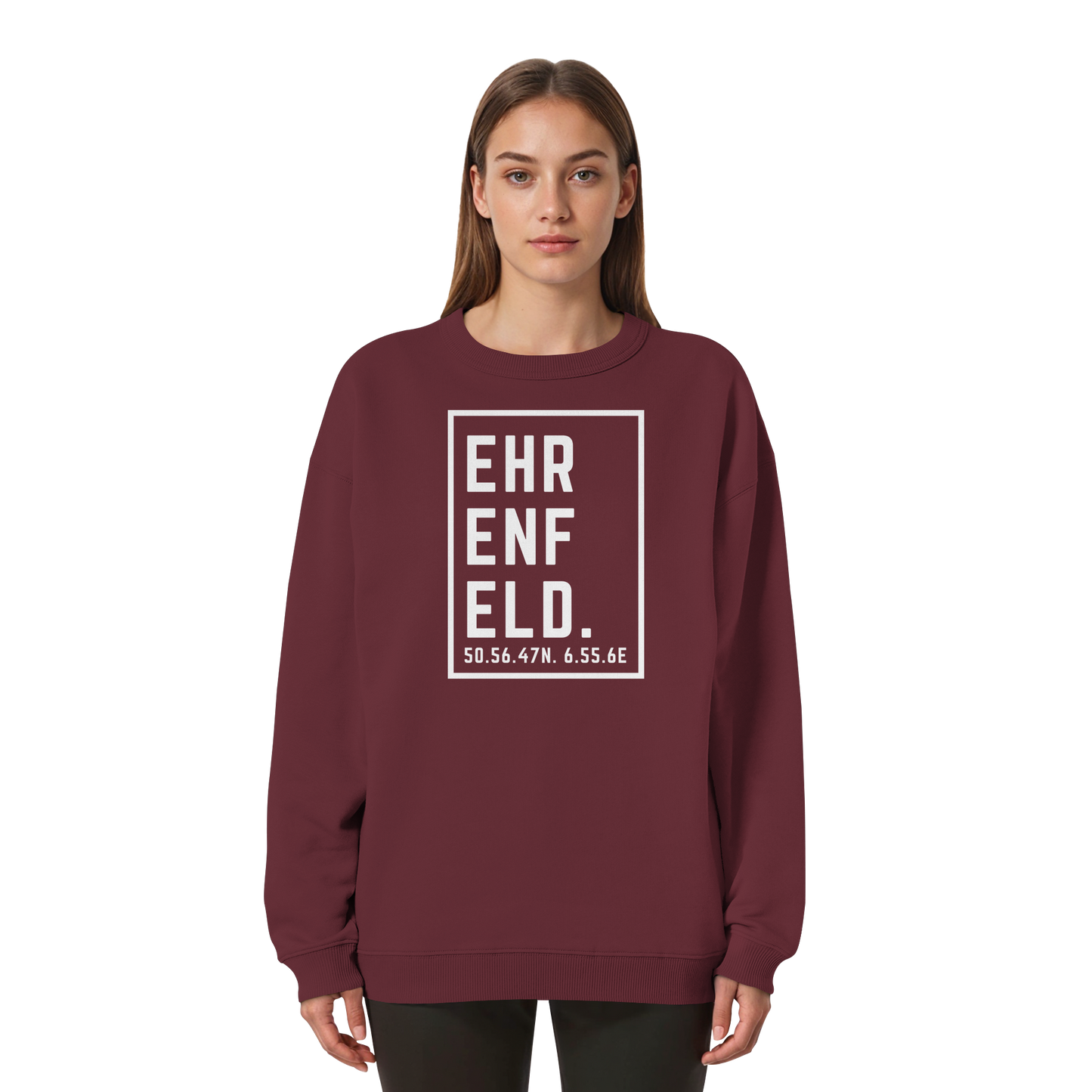 Ehrenfeld Koordinaten (großer Druck auf der Brust) - Womens Organic Oversized Sweatshirt
