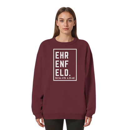 Ehrenfeld Koordinaten (großer Druck auf der Brust) - Womens Organic Oversized Sweatshirt