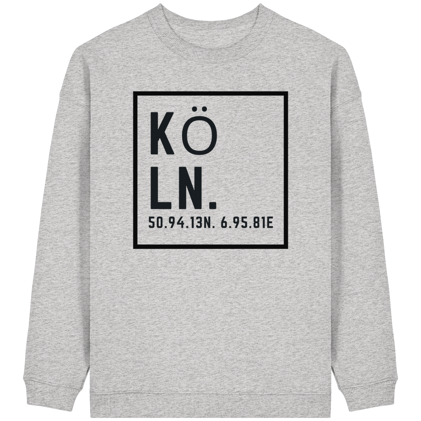 Köln Koordinaten (großer Druck auf der Brust) - Womens Organic Oversized Sweatshirt
