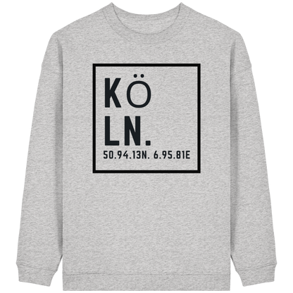 Köln Koordinaten (großer Druck auf der Brust) - Womens Organic Oversized Sweatshirt