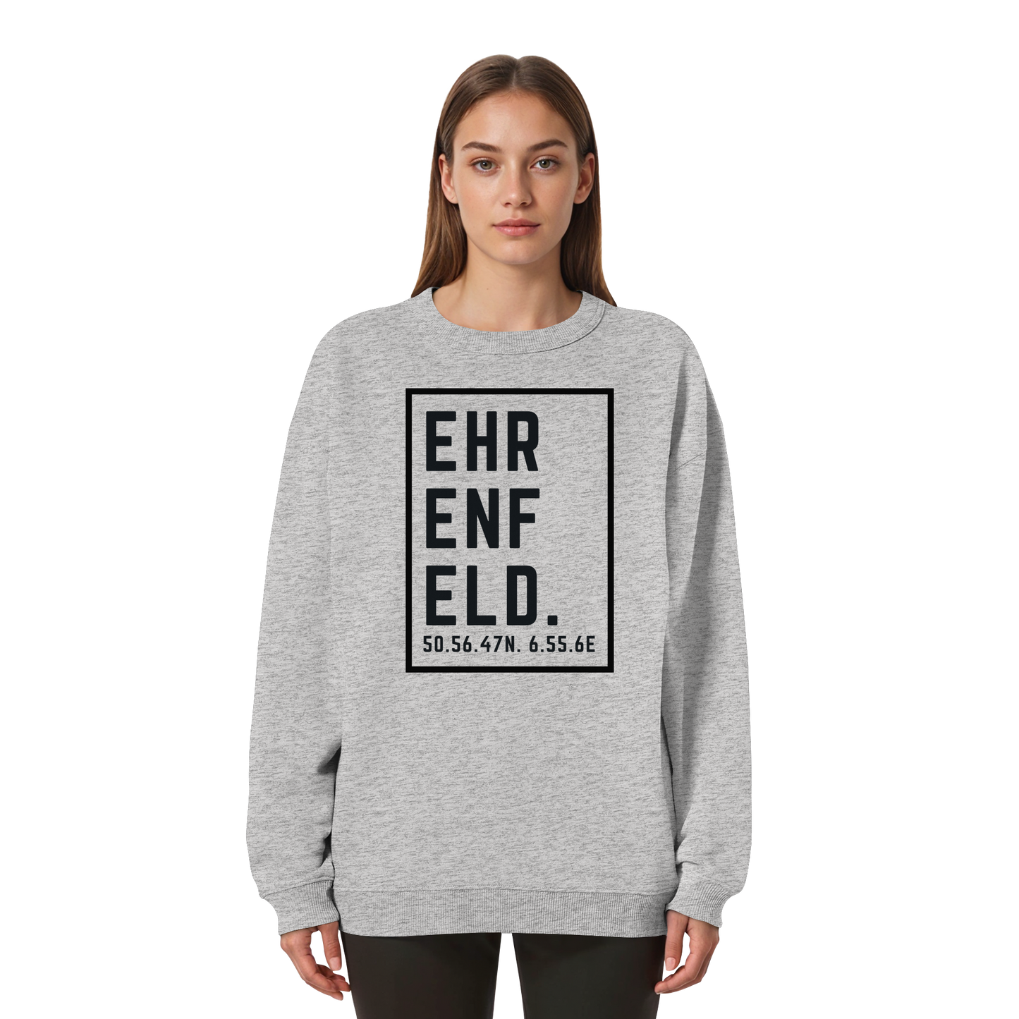 Ehrenfeld Koordinaten (großer Druck auf der Brust) - Womens Organic Oversized Sweatshirt