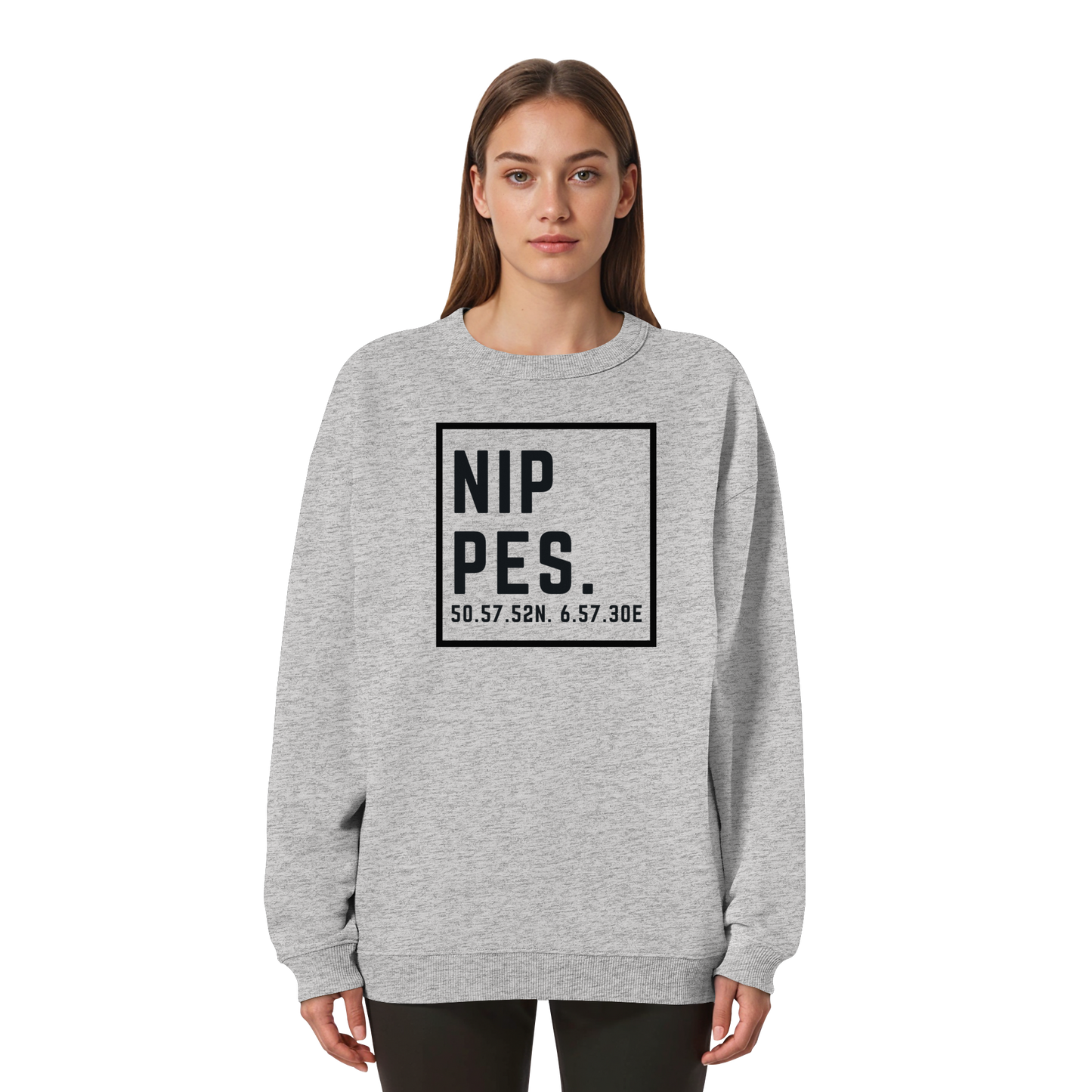 Nippes Koordinaten (großer Druck auf der Brust) - Womens Organic Oversized Sweatshirt