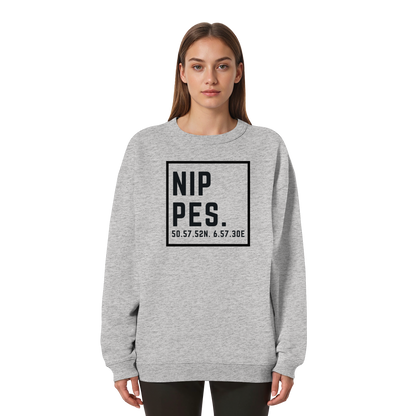 Nippes Koordinaten (großer Druck auf der Brust) - Womens Organic Oversized Sweatshirt