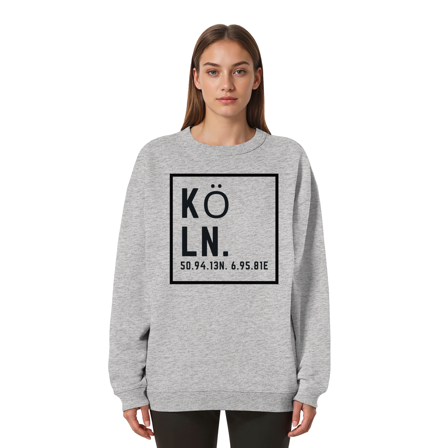 Köln Koordinaten (großer Druck auf der Brust) - Womens Organic Oversized Sweatshirt