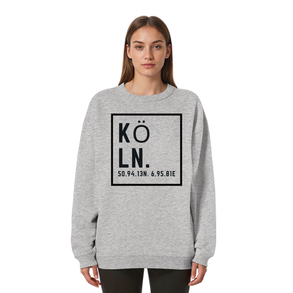 Köln Koordinaten (großer Druck auf der Brust) - Womens Organic Oversized Sweatshirt