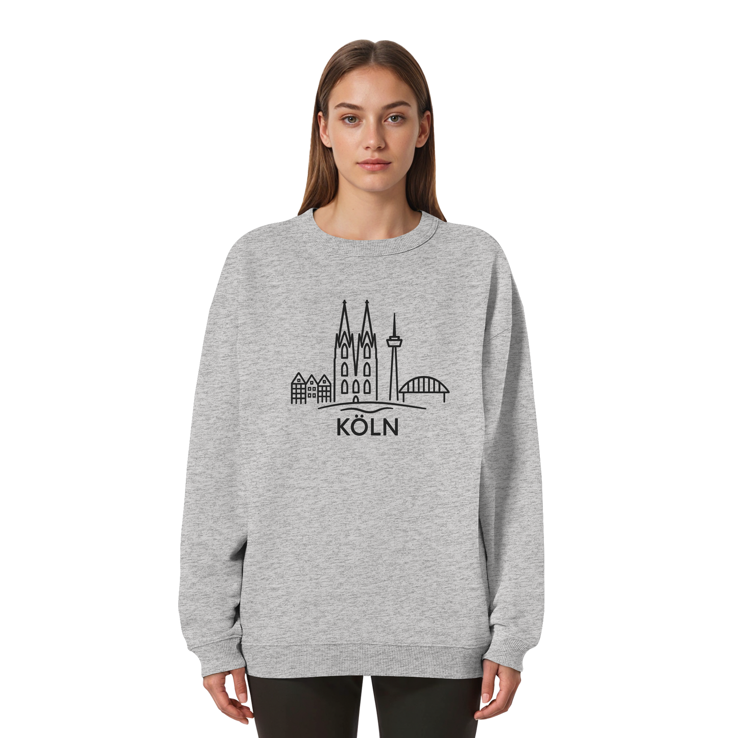 Köln Skyline (großer Druck auf der Brust) - Womens Organic Oversized Sweatshirt
