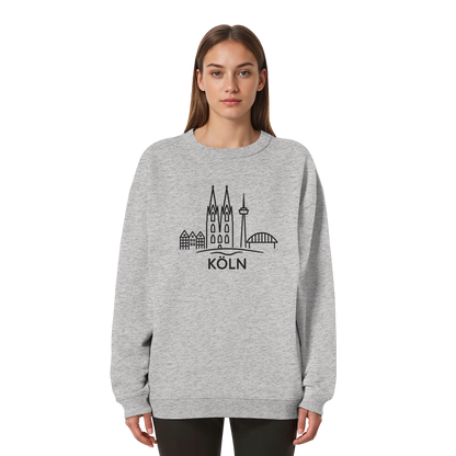Köln Skyline (großer Druck auf der Brust) - Womens Organic Oversized Sweatshirt