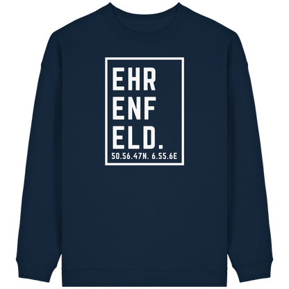 Ehrenfeld Koordinaten (großer Druck auf der Brust) - Womens Organic Oversized Sweatshirt