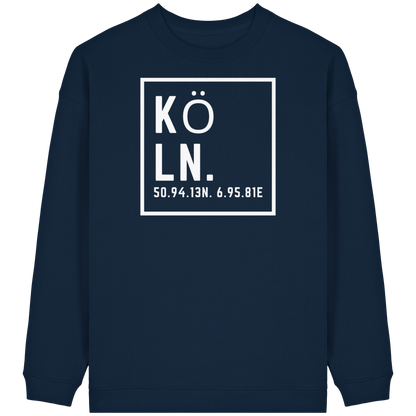 Köln Koordinaten (großer Druck auf der Brust) - Womens Organic Oversized Sweatshirt