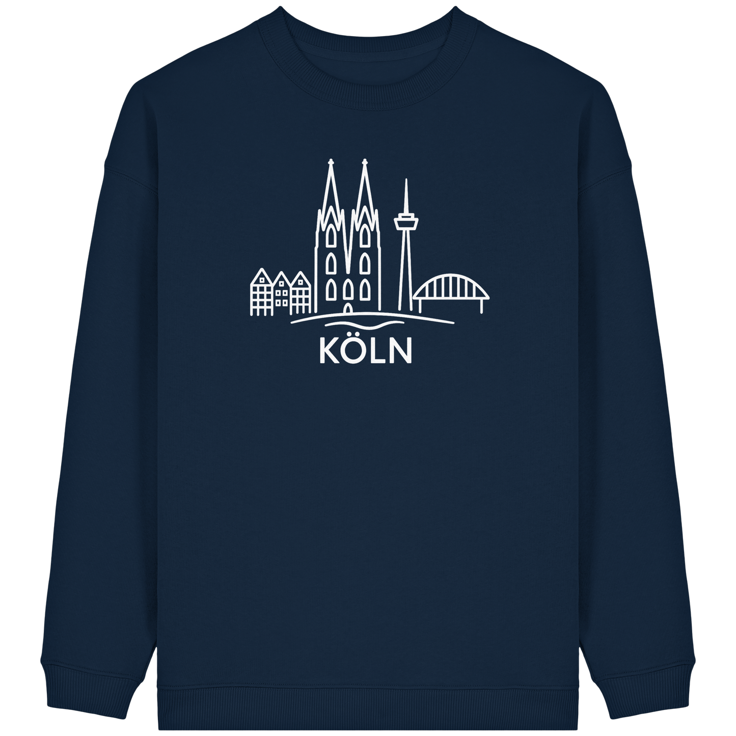 Köln Skyline (großer Druck auf der Brust) - Womens Organic Oversized Sweatshirt
