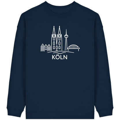 Köln Skyline (großer Druck auf der Brust) - Womens Organic Oversized Sweatshirt