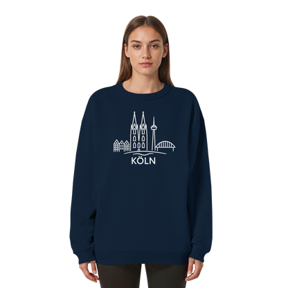 Köln Skyline (großer Druck auf der Brust) - Womens Organic Oversized Sweatshirt