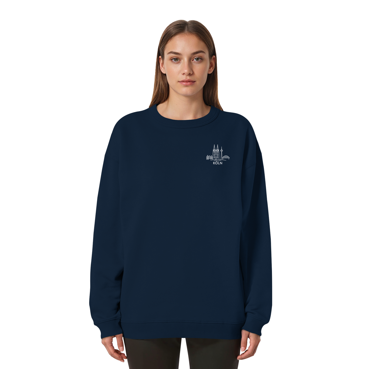 Köln Skyline Stick - Womens Organic Oversized Sweatshirt